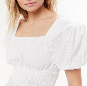 Finders Keepers Lacy Eyelet Peplum Top